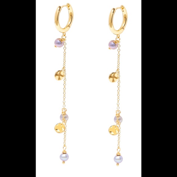 Gorjana Perla Imitation Pearl Huggie Hoops - Picture 1 of 4